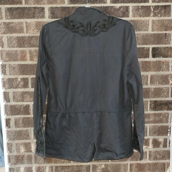 LOVE SAM Olive Green snap front jacket drawstring waist 100% cotton size medium - Picture 10 of 14